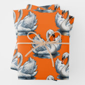 Swan Birds Pattern Design On Orange Geschenkpapier Set (Beispiel)