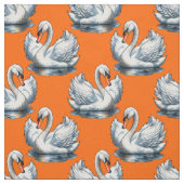 Swan Birds Pattern Design On Orange  Stoff (Muster)