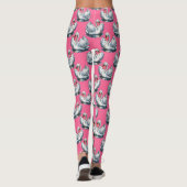 Swan Birds Pattern Design On Pink Leggings (Rückseite)