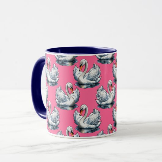 Swan Birds Pattern Design On Pink Tasse (Vorderseite Links)
