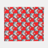 Swan Birds Pattern Design on Red Fleecedecke (Vorderseite (Horizontal))