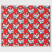 Swan Birds Pattern Design on Red Geschenkpapier (Flach)