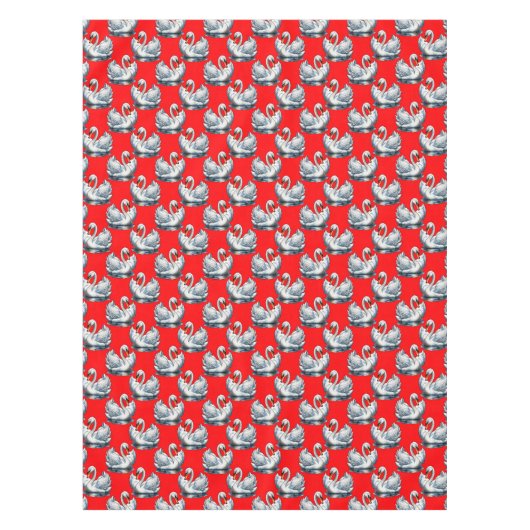 Swan Birds Pattern Design on Red Tischdecke (Vorderseite)