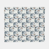 Swan Birds Pattern Design on White Fleecedecke (Vorderseite (Horizontal))