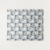 Swan Birds Pattern Design on White  Wandteppich (Vorderseite (Horizontal))