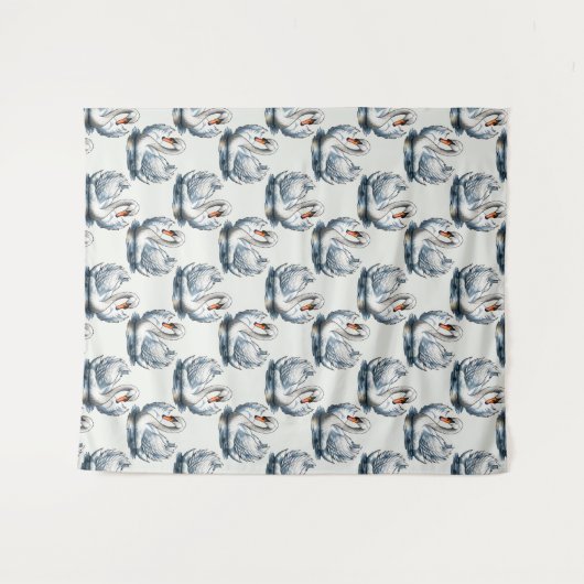 Swan Birds Pattern Design on White Wandteppich (Vorderseite (Horizontal))