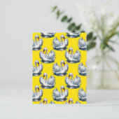 Swan Birds Pattern Design On Yellow Postkarte (Stehend Vorderseite)