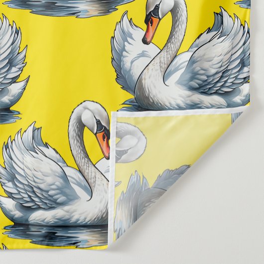 Swan Birds Pattern Design On Yellow  Stoff