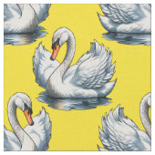 Swan Birds Pattern Design On Yellow  Stoff (Nahaufnahme)