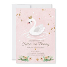 Swan Birthday Einladung Girl Princess Pink Gold