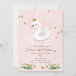 Swan Birthday Einladung Girl Princess Pink Gold