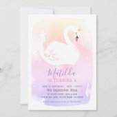 SWAN BIRTHDAY PARTEI hübscher, eleganter, pastellf Einladung (Vorderseite)