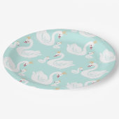Swan Birthday Party Aquamarin Pappteller (Schrägansicht)