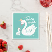 Swan Birthday Party Aquamarin Serviette (Beispiel)