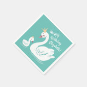 Swan Birthday Party Aquamarin Serviette (Ecke)