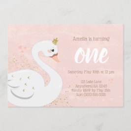 Swan Birthday Party Einladung | Rosa und Gold