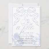 Swan Blue Toile de Jouy Boy Baby Dusche Einladung (Vorderseite)