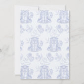 Swan Blue Toile de Jouy Boy Baby Dusche Einladung (Rückseite)