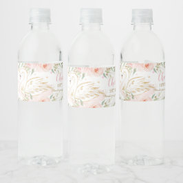 Swan Blush Floral Baby Dusche Geburtstagsparty Wasserflaschenetikett