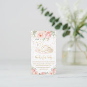 Swan Blush Pink Floral Baby Showbücher für Baby Begleitkarte (Stehend Vorderseite)