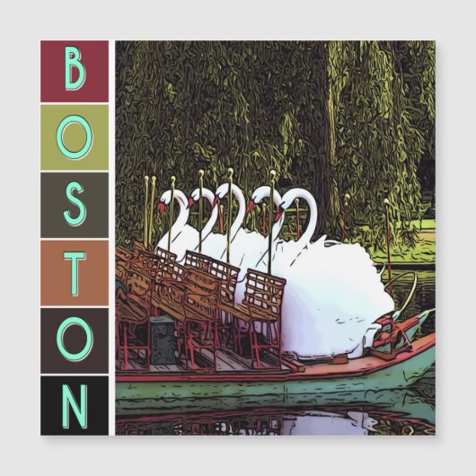 Swan Boats im Sommer - Boston Magnetkarte (Vorderseite)