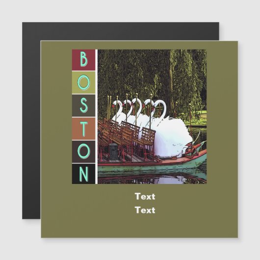 Swan Boote im Sommer - Boston Magnetkarte (Vorne/Hinten)