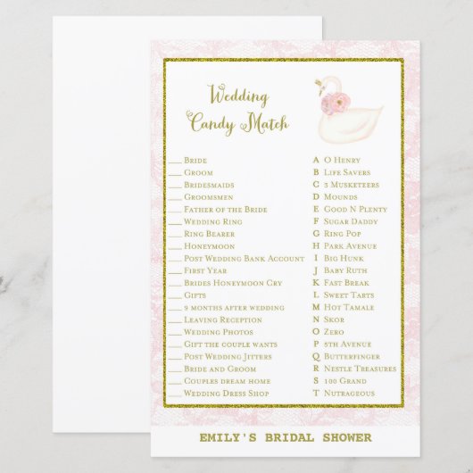 Swan Brautparty Game PRINED (Vorne/Hinten)