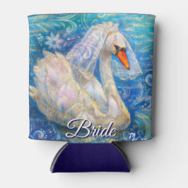 Swan Briw/Veil auf Water Blue White Personalisiert Dosenkühler