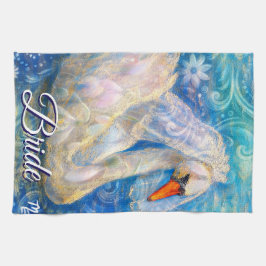 Swan Briw/Veil auf Water Blue White Personalisiert Geschirrtuch