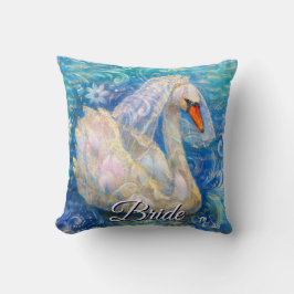 Swan Briw/Veil auf Water Blue White Personalisiert Kissen