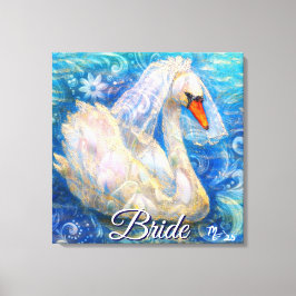 Swan Briw/Veil auf Water Blue White Personalisiert Leinwanddruck