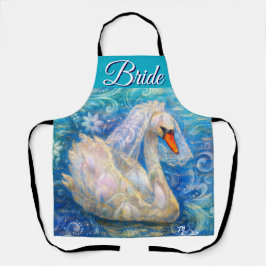 Swan Briw/Veil auf Water Blue White Personalisiert Schürze