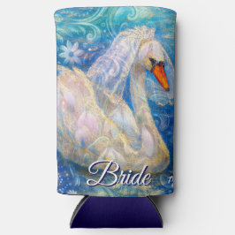 Swan Briw/Veil auf Water Blue White Personalisiert Selters Dosenkühler