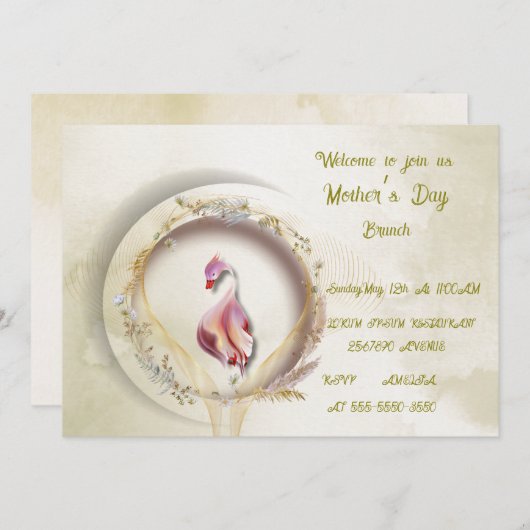 Swan chic MOTHER Party Einladung (Vorne/Hinten)