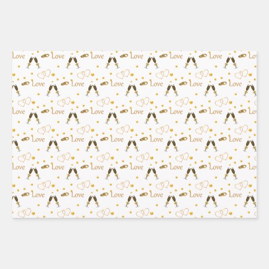 Swan Couple and Hearts on Silver & White Wedding Geschenkpapier Set (Vorderseite 3)