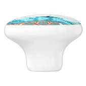 Swan Couple Art Nouveau Bird Türkis Aqua Keramikknauf (Seitenansicht)