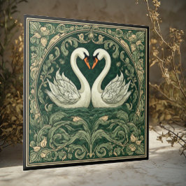 Swan Couple Art Nouveau Decorative Wall Accent Fliese