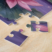 Swan Couple Heart on Pink Sunset Lake Puzzle (Seite)