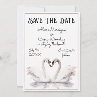 Swan Couple Save the Date Einladung