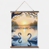 Swan Couple Tapestry Wandteppich Mit Holzrahmen (Vorderseite)