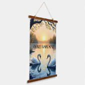 Swan Couple Tapestry Wandteppich Mit Holzrahmen (Gewinkelt)