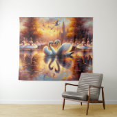 Swan Dance Tapestry Wandteppich (Beispiel (Horizontal))