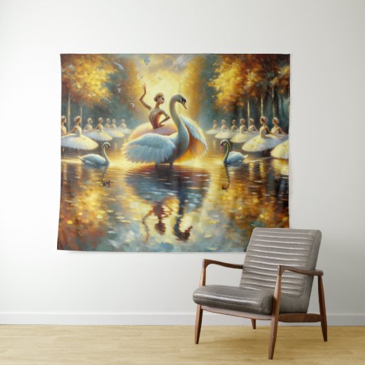 Swan Dance Tapestry Wandteppich (Beispiel (Horizontal))