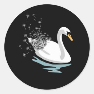 Swan Dandelion T - Shirt Runder Aufkleber