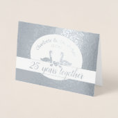 Swan Ehepaar Silber 25. Hochzeitstag Karte (Vorderseite)