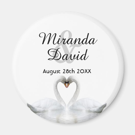 Swan-Ehepaare nennen Monogramm-Hochzeit Magnet (Vorne)