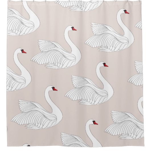 Swan Elegance: Zierweiße Muster. Duschvorhang (Vorderseite)