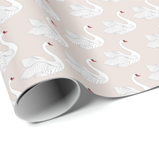 Swan Elegance: Zierweiße Muster. Geschenkpapier (Rolleneckpunkt)