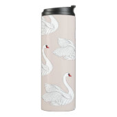 Swan Elegance: Zierweiße Muster. Thermosbecher (Nach links gedreht)