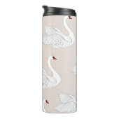 Swan Elegance: Zierweiße Muster. Thermosbecher (Nach rechts gedreht)